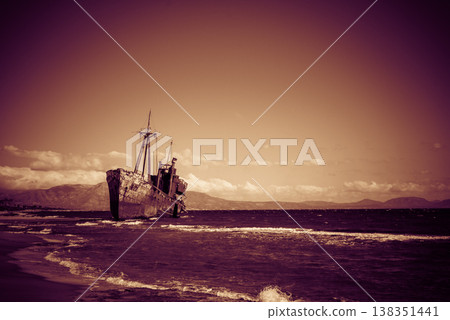 The famous shipwreck near Gythio Greece 138351441