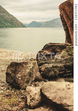 Bonfire and fjord landscape, Norway Bonfire and fjord landscape, Norway 138351462