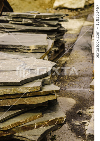 Stone masonry material on construction site Stone masonry material on construction site 138351467