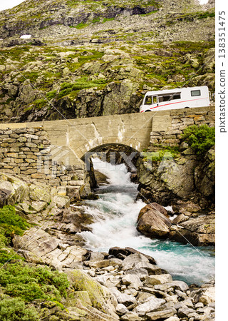 Camper car drive in mountains, Norway Camper car drive in mountains, Norway 138351475