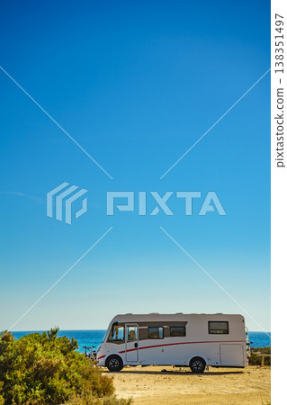 Camper car on beach, camping on nature Camper car on beach, camping on nature 138351497
