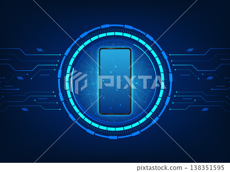 Smartphone technology placed on technology circle It is a vector mobile phone that represents mobile technology that helps with communication.work entertainment and information technology management 138351595