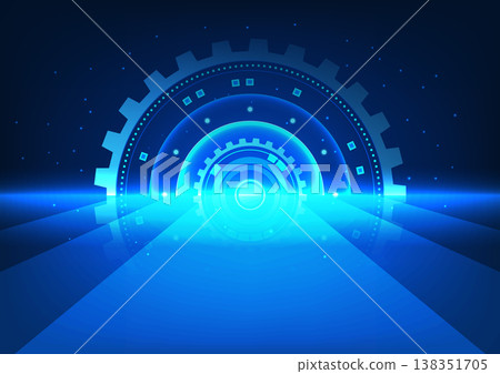 Large gear has a large walkway. It represents the entrance into the world of technology. that is constantly evolving to provide access to information learning from technology Large gear has a large walkway. It represents the entrance into the world of technology. that is constantly evolving to provide access to information learning from technology 138351705