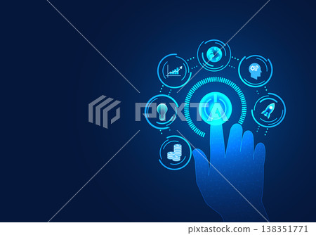 Businessman's finger is pressing the open button This Refers to modern business with the introduction of smart technology to help manage the company in order to grow its business beyond it competitors Businessman's finger is pressing the open button This Refers to modern business with the introduction of smart technology to help manage the company in order to grow its business beyond it competitors 138351771
