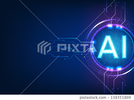 Connection of artificial intelligence technology. Featuring the AI letter within a technology circle and a circuit linking to it, it represents the synergy between AI and interconnected technology Connection of artificial intelligence technology. Featuring the AI letter within a technology circle and a circuit linking to it, it represents the synergy between AI and interconnected technology 138351809