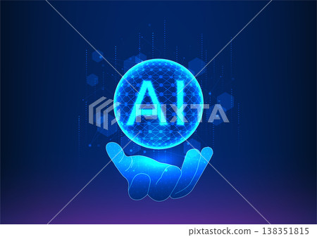 Hand reaching towards an inner ball, accompanied by AI. Artificial intelligence technology assists humans to search and discover answers, revolutionizing the quest for knowledge and insights. Hand reaching towards an inner ball, accompanied by AI. Artificial intelligence technology assists humans to search and discover answers, revolutionizing the quest for knowledge and insights. 138351815