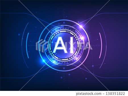 Smart artificial intelligence technology that is used to help humans, with the element of the letter ai Inside the technology circle on the back are interlocking lines. Smart artificial intelligence technology that is used to help humans, with the element of the letter ai Inside the technology circle on the back are interlocking lines. 138351822
