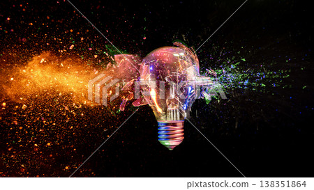 real  explosion of light bulb 138351864