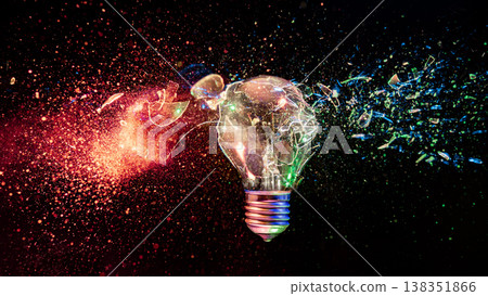Exploding light bulb real high speed photo Exploding light bulb real high speed photo 138351866