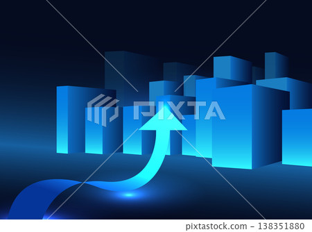 City with the arrow pointing up means The growth of large smart cities that use technology to help in various matters, increasing convenience, and making business within the city grow more. City with the arrow pointing up means The growth of large smart cities that use technology to help in various matters, increasing convenience, and making business within the city grow more. 138351880
