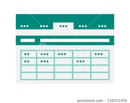 An illustration of a spreadsheet UI for spreadsheet software. A general-purpose image for data management, aggregation, and list creation. 138351958