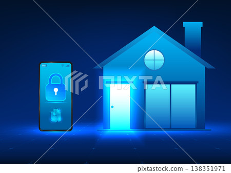 Smartphone technology works with smart homes. By using a mobile phone to unlock the door of house or even using commands for electrical equipment in the house, Mobile phone has lock next to the house Smartphone technology works with smart homes. By using a mobile phone to unlock the door of house or even using commands for electrical equipment in the house, Mobile phone has lock next to the house 138351971