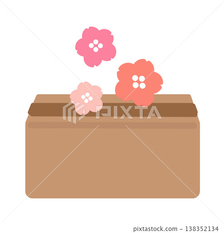紙箱和櫻花（插圖） 138352134