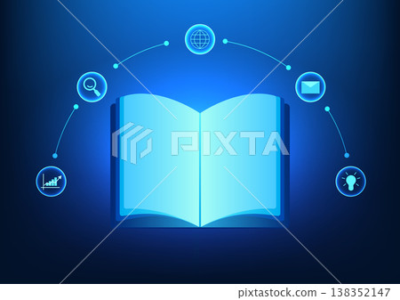 Modern educational technology Books connected to technology icons represent modern education combined with technology. online learning online books Modern educational technology Books connected to technology icons represent modern education combined with technology. online learning online books 138352147