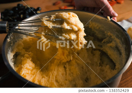 Beating cream filling for pie. white mass 138352429