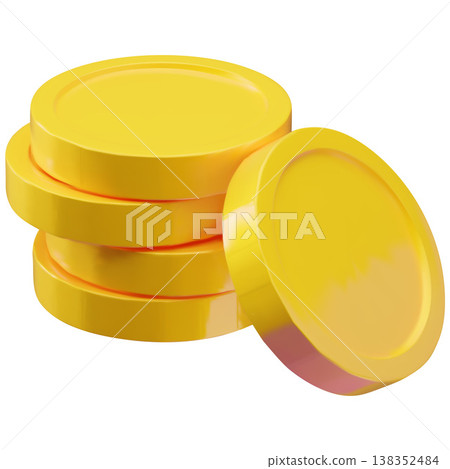 Stacked golden metal coins cartoon plastic style, vector 3D realistic money cash, payment bank, finance symbol Stacked golden metal coins cartoon plastic style, vector 3D realistic money cash, payment bank, finance symbol 138352484