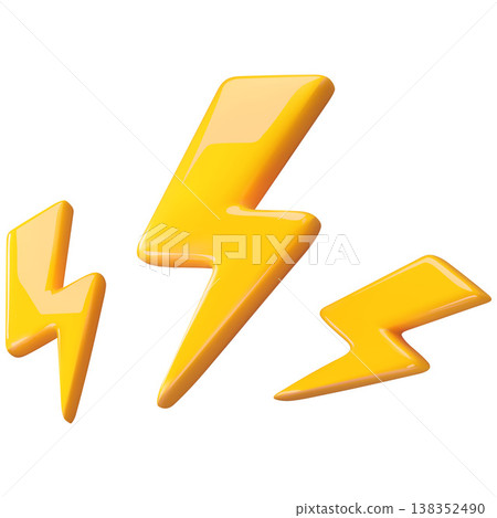 Yellow flash lightning, thunderbolt 3D cartoon plastic style vector icon, urgent alert symbol, deadline time management Yellow flash lightning, thunderbolt 3D cartoon plastic style vector icon, urgent alert symbol, deadline time management 138352490