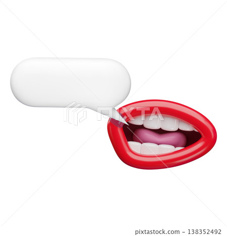 Speak mouth with speech bubble, vector 3D character open talking mouth, comic funny facial communication expression Speak mouth with speech bubble, vector 3D character open talking mouth, comic funny facial communication expression 138352492