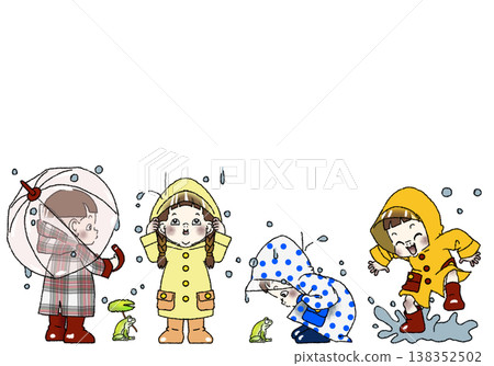 孩子們在雨中玩耍(白色背景,JPG) 孩子們在雨中玩耍(白色背景,JPG) 138352502