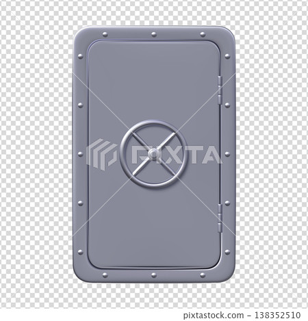 Submarine door with a circular wheel lock, armor metal door closed, vector realistic 3D bunker, bomb shelter chrome door 138352510