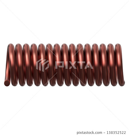 Copper metal spring, spiral compression part. Flexible elastic brown wire. Copper metal spring, spiral compression part. Flexible elastic brown wire. 138352522