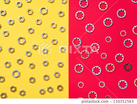 Split yellow red background metal pattern 138352563