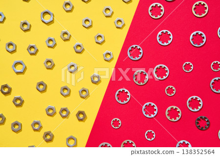 Colorful geometric hardware flat lay pattern 138352564