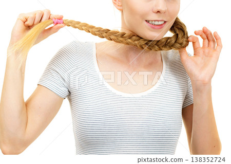 Blonde girl with braid hair 138352724