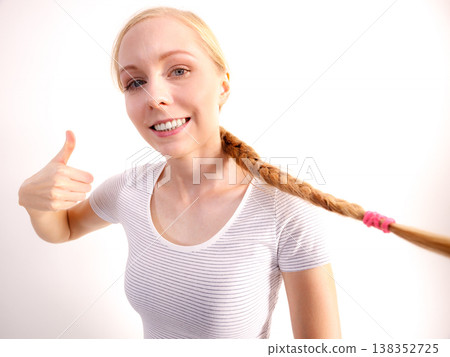 Blonde girl with braid hair 138352725