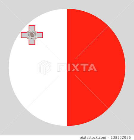Circular Maltese national flag symbol. Country emblem with George Cross for travel and language. Circular Maltese national flag symbol. Country emblem with George Cross for travel and language. 138352936