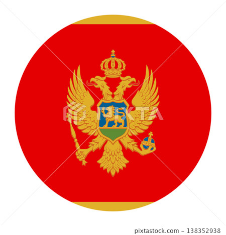 Round flag of Montenegro icon isolated on white background. Round flag of Montenegro icon isolated on white background. 138352938