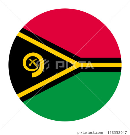 Circular Vanuatu national flag symbol. Country emblem for travel, island and Oceania concepts. Circular Vanuatu national flag symbol. Country emblem for travel, island and Oceania concepts. 138352947