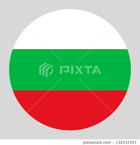 Circular Bulgarian national flag symbol. Country emblem for travel, language and culture. Circular Bulgarian national flag symbol. Country emblem for travel, language and culture. 138352951