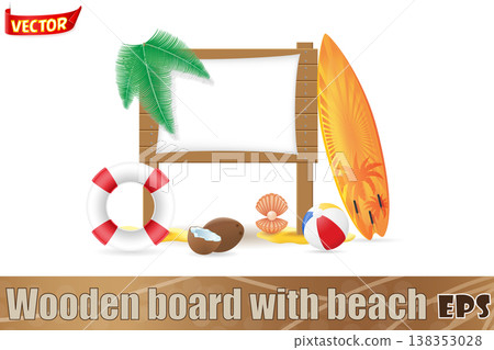 set of beach icons and accessories vector illustration 138353028