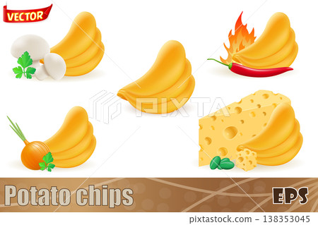 potato chips set icons vector illustration potato chips set icons vector illustration 138353045