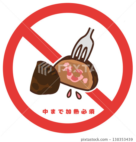 食物未煮熟是不可接受的。內部溫度不足。預防食物中毒。溫度控製圖示。 138353439