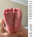 Close-up of newborn baby feet held in parents hand 138353511