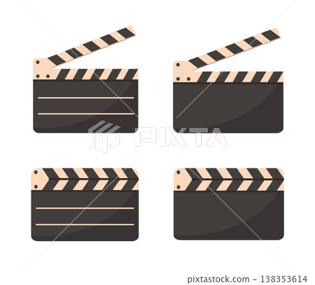 Set of movie clapperboard icons isolated Set of movie clapperboard icons isolated 138353614