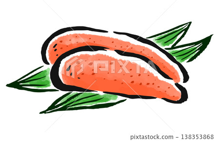 Mentaiko (spicy cod roe) - Hand-drawn illustration in a brushstroke style Mentaiko (spicy cod roe) - Hand-drawn illustration in a brushstroke style 138353868