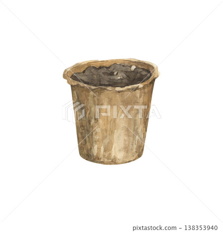 Watercolor cup for growing seedlings 138353940