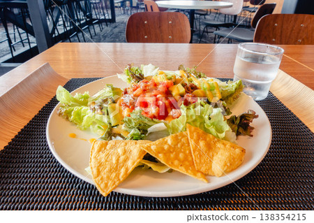 A colorful plate of Okinawa's famous taco rice. 138354215