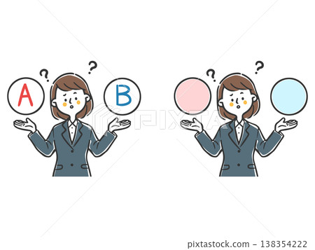 女職員難以做出選擇，上身，向量圖 138354222