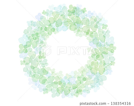 Watercolor hydrangea wreath frame material: Refreshing hydrangeas of early summer and hand-drawn texture (rainy season, June bride, mother) 138354316