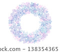 Watercolor hydrangea wreath frame material: Refreshing hydrangeas of early summer and hand-drawn texture (rainy season, June bride, mother) 138354365