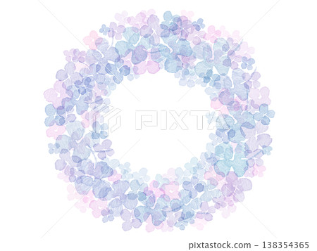 Watercolor hydrangea wreath frame material: Refreshing hydrangeas of early summer and hand-drawn texture (rainy season, June bride, mother) Watercolor hydrangea wreath frame material: Refreshing hydrangeas of early summer and hand-drawn texture (rainy season, June bride, mother) 138354365