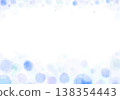 Watercolor-style blue polka dot background frame. Cool blue and purple polka dot pattern. 138354443