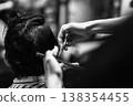 Barber Shaping Hair With Tools. Professional Barber Meticulously Designing Traditional Haircut Details 138354455