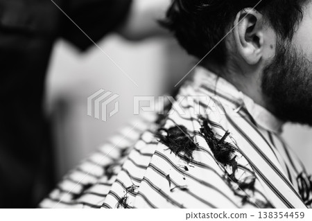 Client Receiving Careful Trim. Barber Delivering Meticulous And Exact Hairstyle Transformation Today Client Receiving Careful Trim. Barber Delivering Meticulous And Exact Hairstyle Transformation Today 138354459