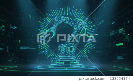 Futuristic Robotic Arm Energy Ring Digital Technology Scene Futuristic Robotic Arm Energy Ring Digital Technology Scene 138354574