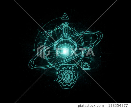 Abstract Futuristic Atom Energy Technology Concept 138354577